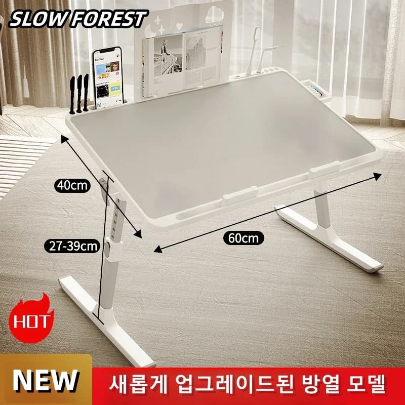 Table de lit réglable pour ordinateur portable, bureau portable avec tiroir de rangement, support pl