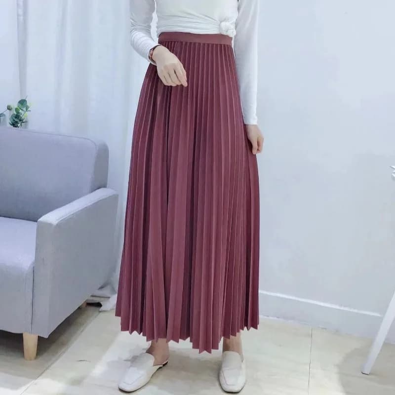 TFETTERS 11 couleurs jupe Maxi plissée 2025 nouvelles femmes coréenne jupe noire Simple taille haute