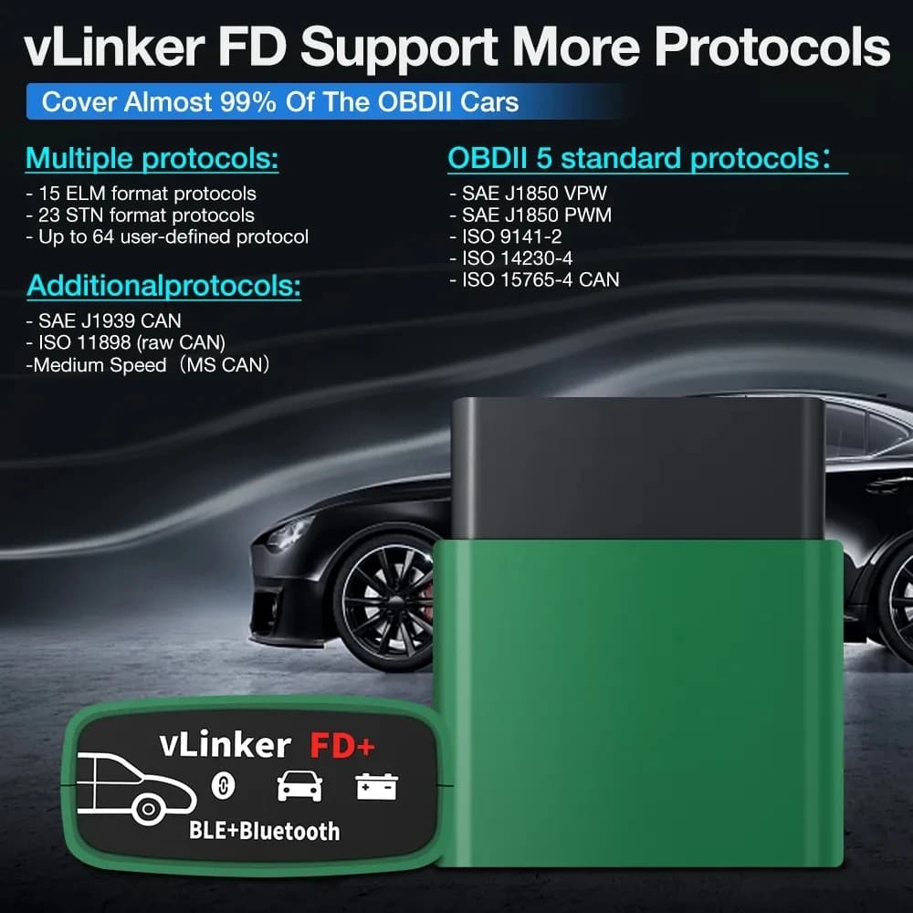 Vgate vLinker FD ELM327 FORScan pour Ford Bluetooth 4.0 OBD2 outil de Diagnostic automatique de voit