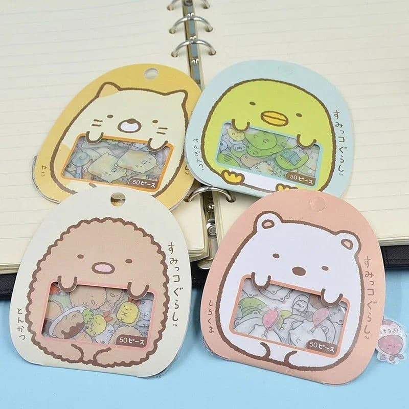 50 X mignon japonais Sumikko Gurashi autocollant flocons sac sac Anlimals Scrapbooking
