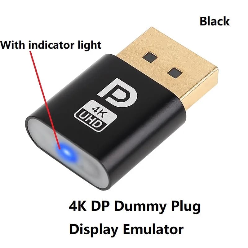 Émulateur d'affichage à prise factice 4K DP, moniteur virtuel Displayport, affichage fantôme sans tê
