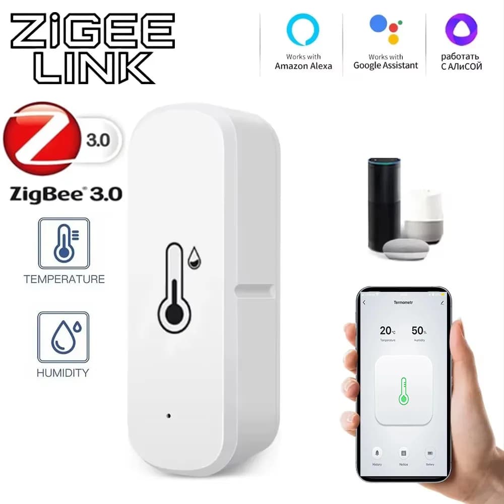 Capteur de température et d'humidité Zigbee 3.0, moniteur de maison intelligente intérieur, alertes 