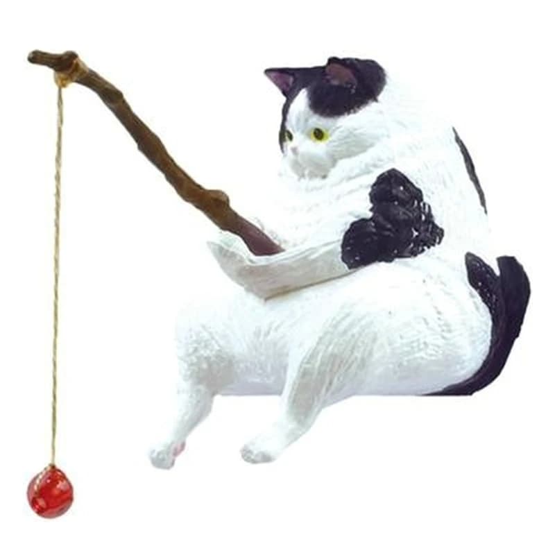 Ornements de chat de pêche, Mini Figurine en résine, aménagement paysager d'aquarium, dessin animé