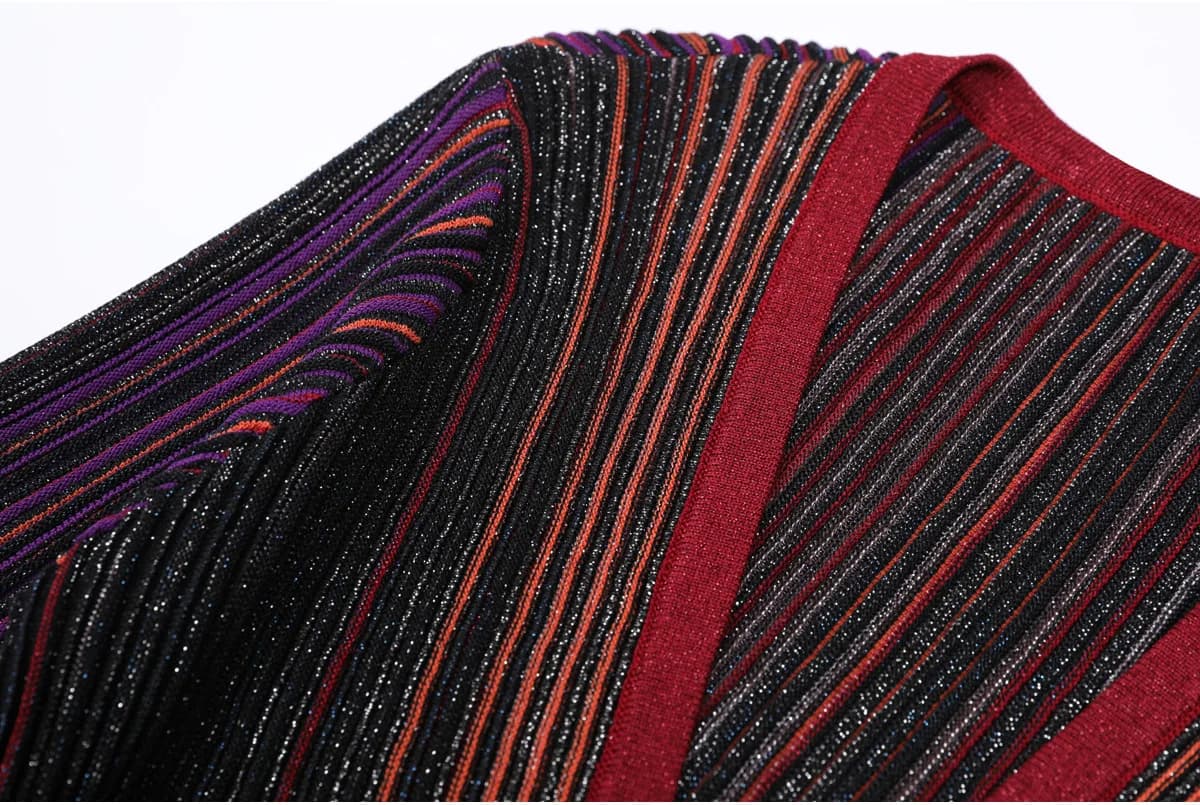 Robe longue trapèze en tricot rayé pour femme, nouveau Style élégant, Slim, ajusté, col en v, manche