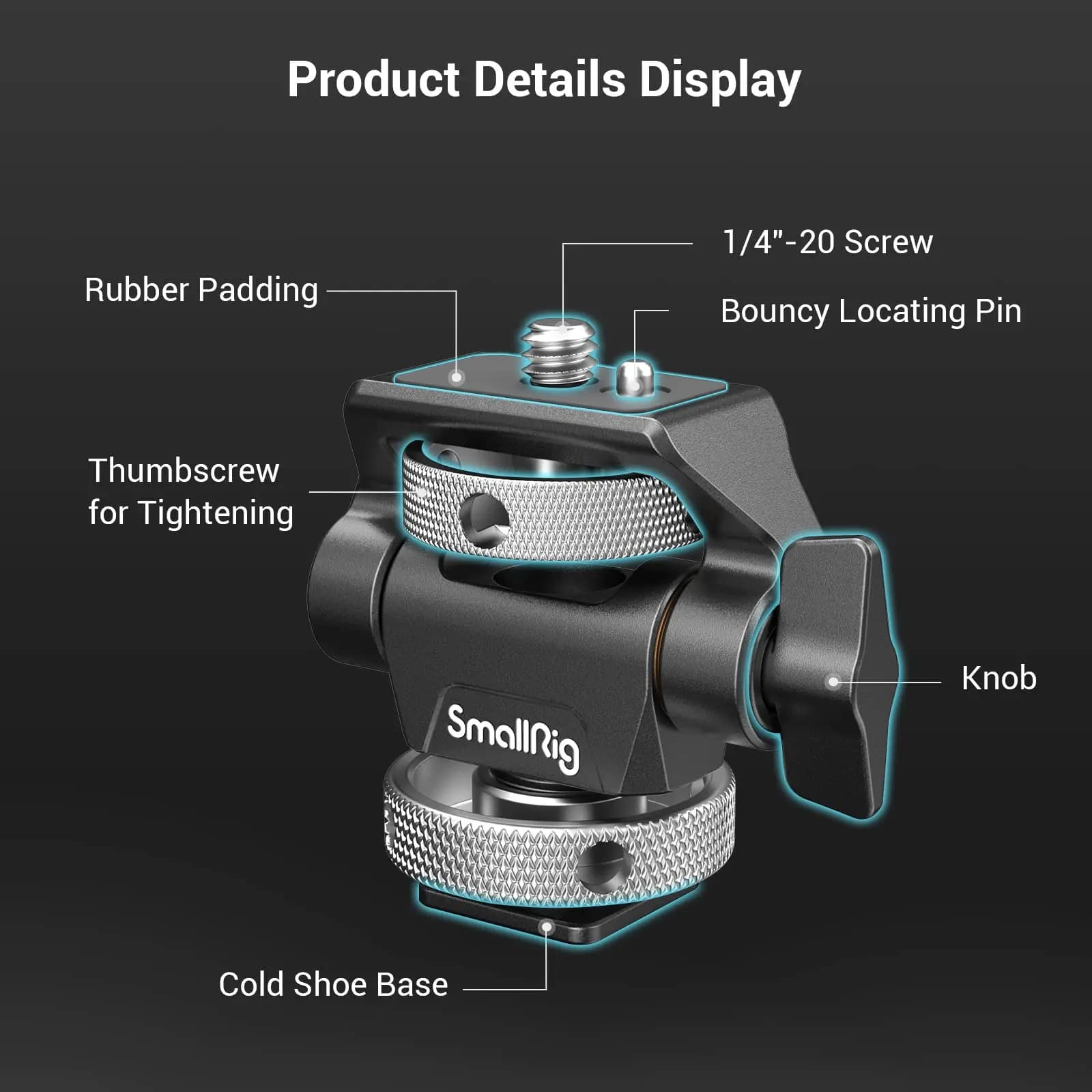 SmallRig – support de moniteur à dégagement rapide, pince de caméra, support de moniteur pivotant et