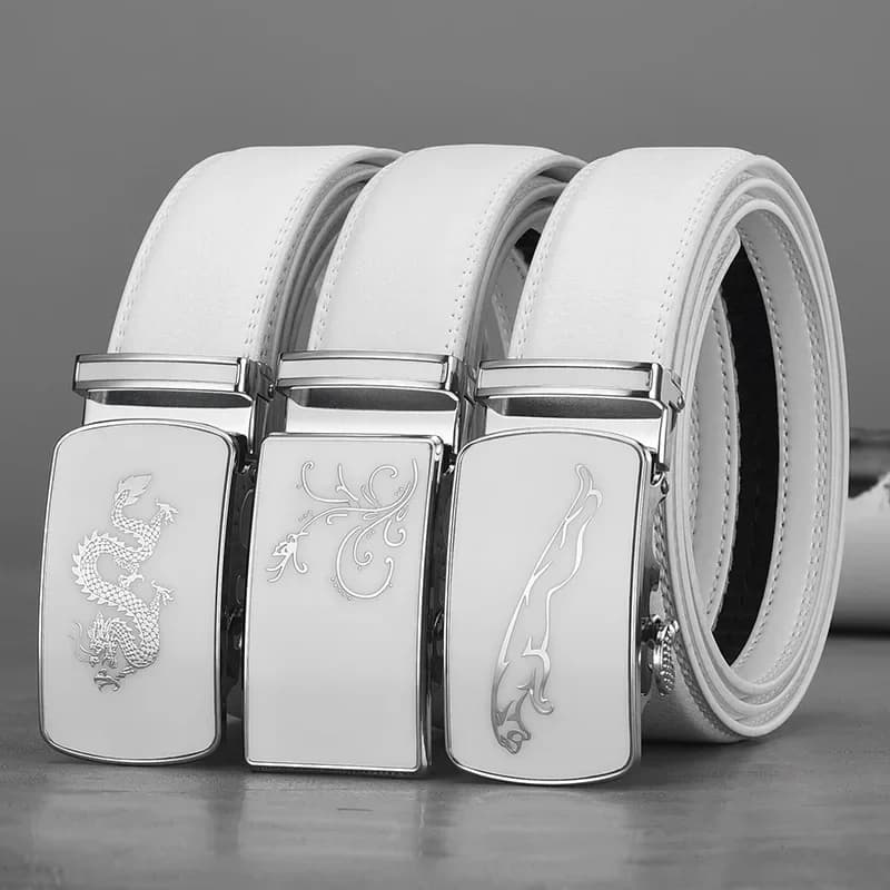 Ceinture en cuir de vachette automatique pour homme, ceinture double face, cuir véritable, chic, déc
