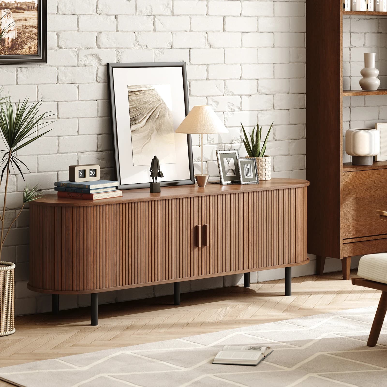 Meuble TV avec prise de courant pour téléviseurs jusqu'à 60/70", centre de divertissement, table TV 
