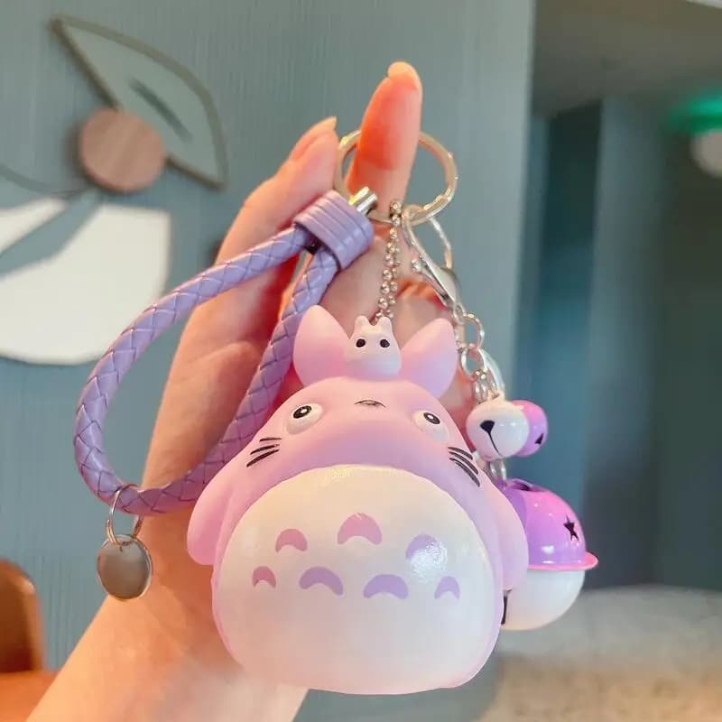 Totoro porte-clés dessin animé chat mignon Totoro poupée Figure bracelet en cuir porte-clés sac voit