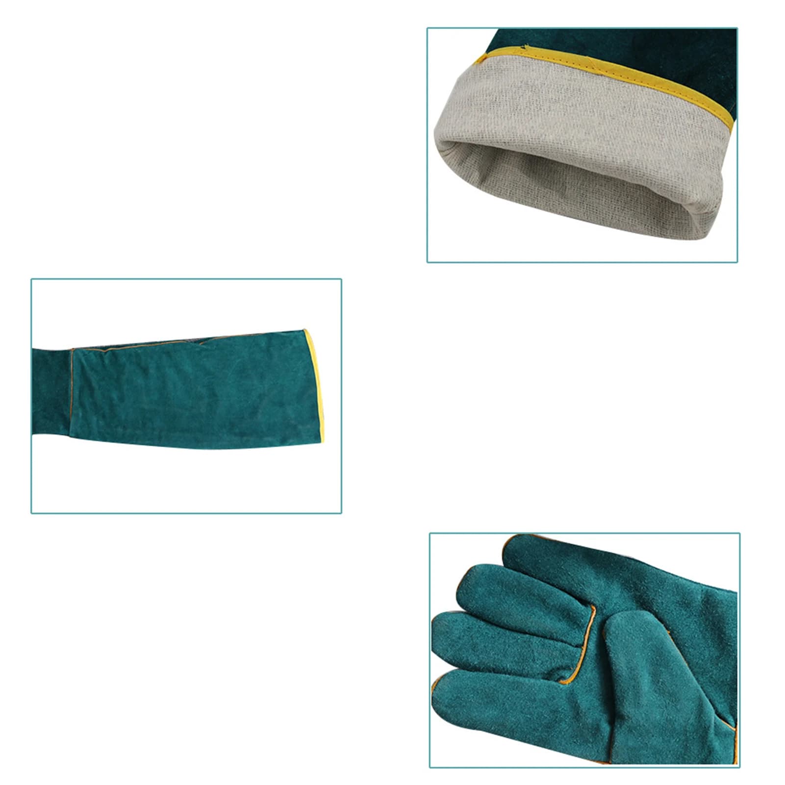 Gants de sécurité Anti-morsure, Ultra longs en cuir vert pour animaux de compagnie, gants de protect