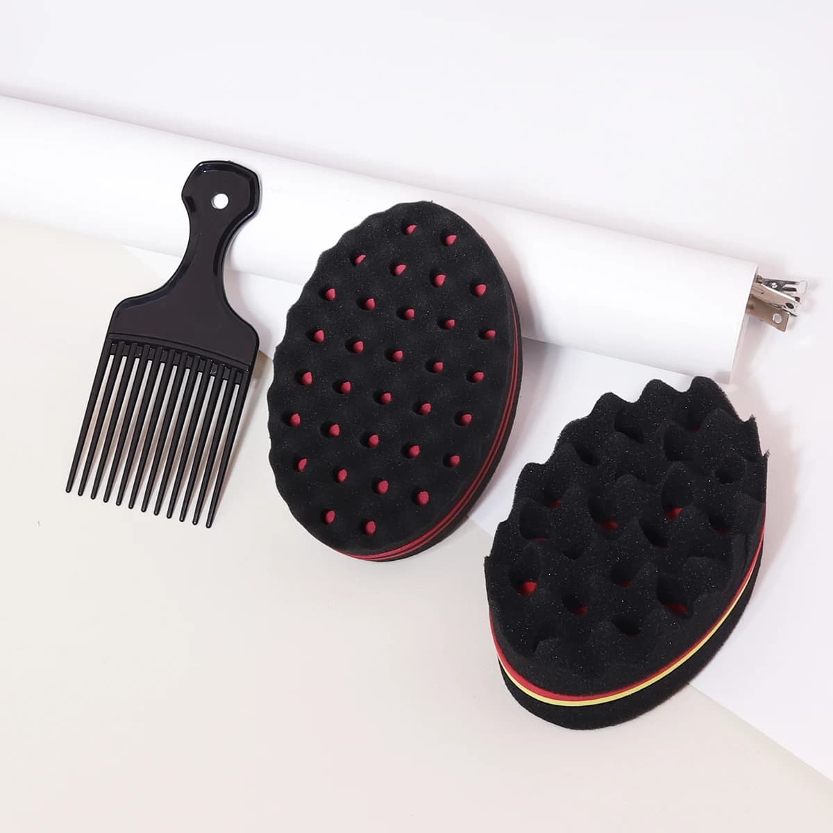2 pièces/ensemble de peignes à brosse à dents larges, type d'insertion, brosse éponge de style afric