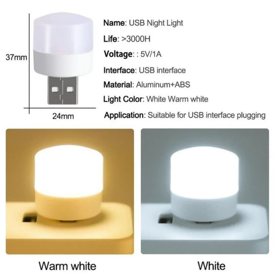 5 pièces USB LED prise lampe 1W Super lumineux Protection des yeux USB livre lumière ordinateur Mobi