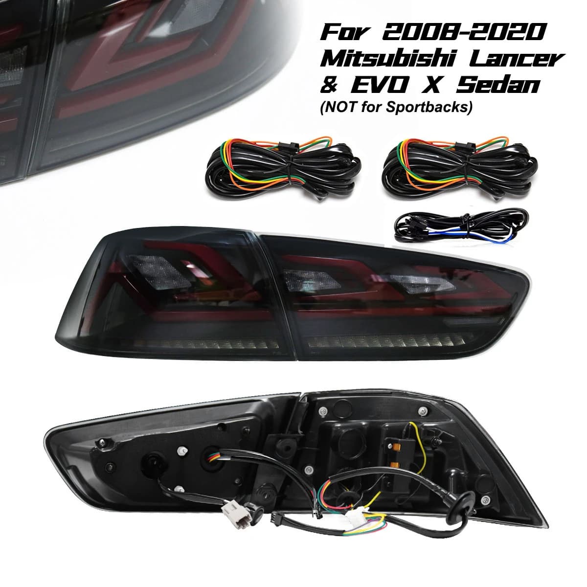 Feux arrière pour Mitsubishi Lancer Evo berline 2008 2009 2000 2011 2012 2013 2014 2015 2016 2017, f