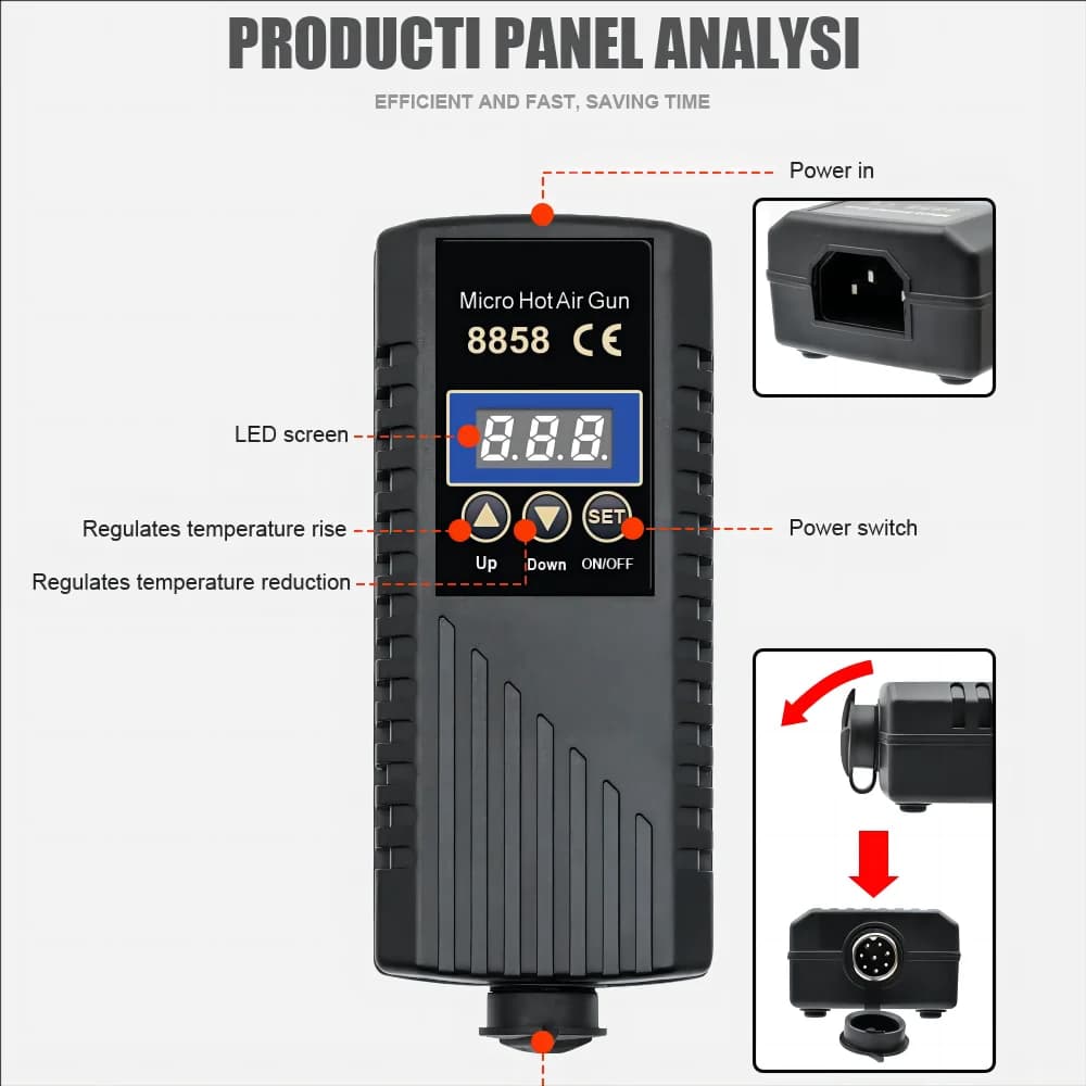 JCD 750W pistolet thermique affichage numérique Micro Station de soudage de retouche pistolet à Air 
