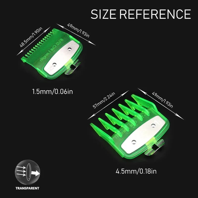 Guide de tondeuse à cheveux professionnelle 2 pièces pour Wahl, Madeshow, JRL - 1,5 mm/4,5 mm, trans