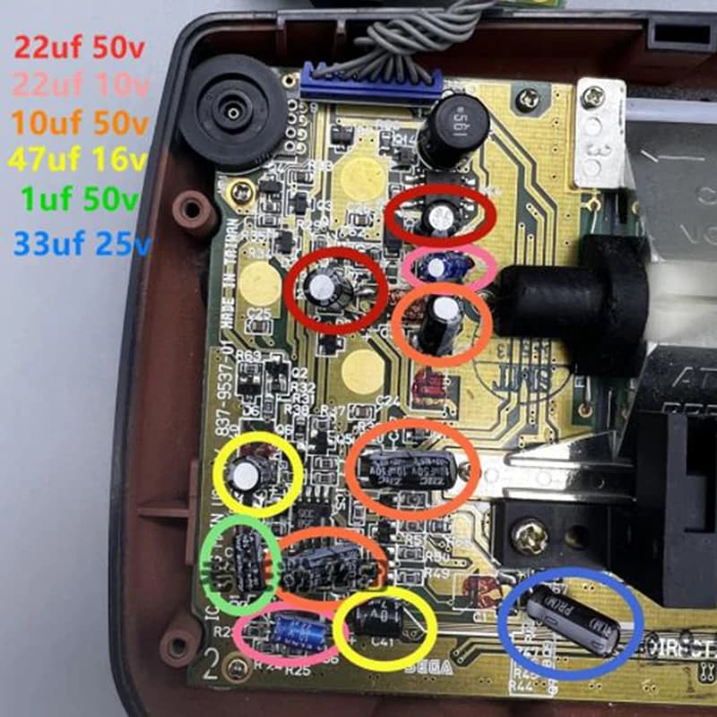 Condensateurs pour remplacement de réparation de condensateurs de carte mère Sega Gamegear Gg