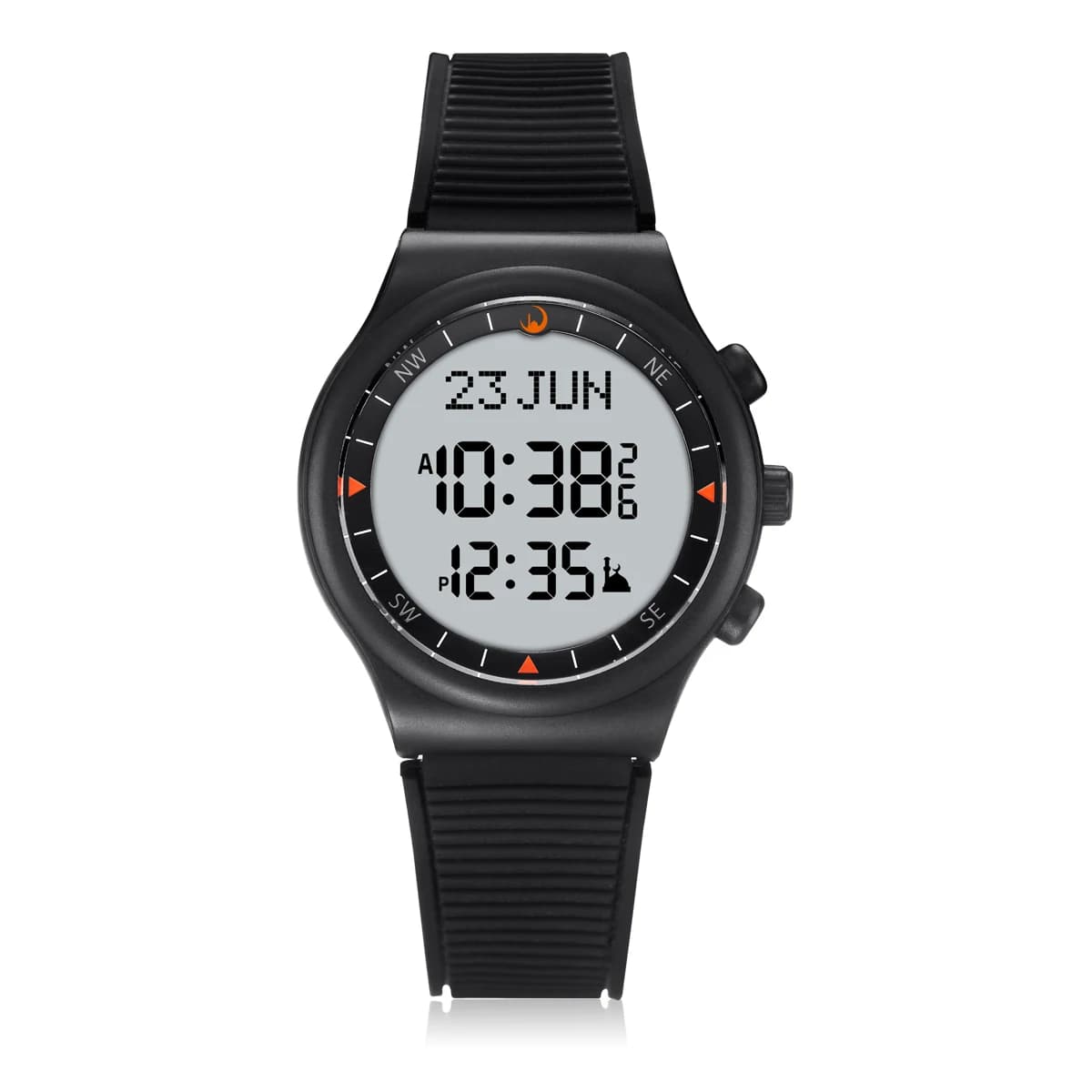Montre de prière Azan pour prière musulmane avec boussole Qibla Montre de sport rétroéclairée islami