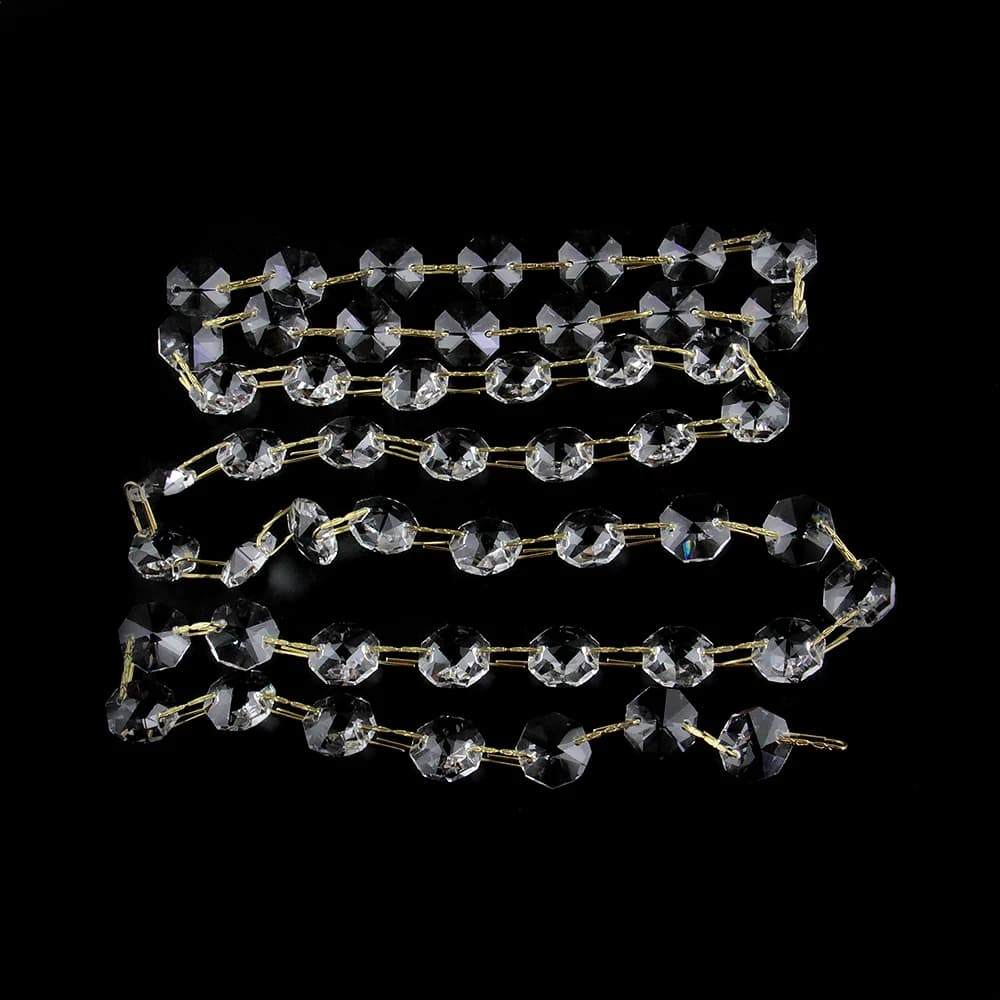 Chaînes de perles octogonales en verre de cristal de 14mm, toutes les couleurs, guirlandes suspendue