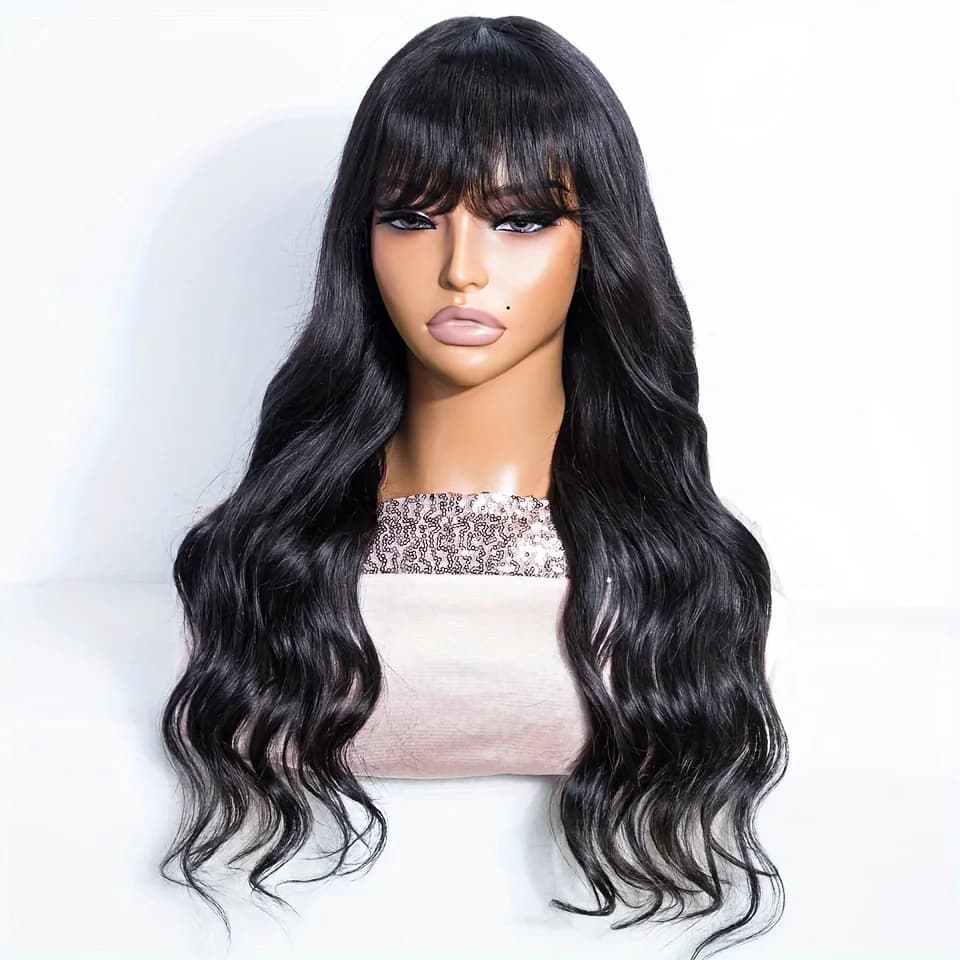 Perruques de cheveux humains vague de corps avec frange perruques de cheveux brésiliens Remy perruqu