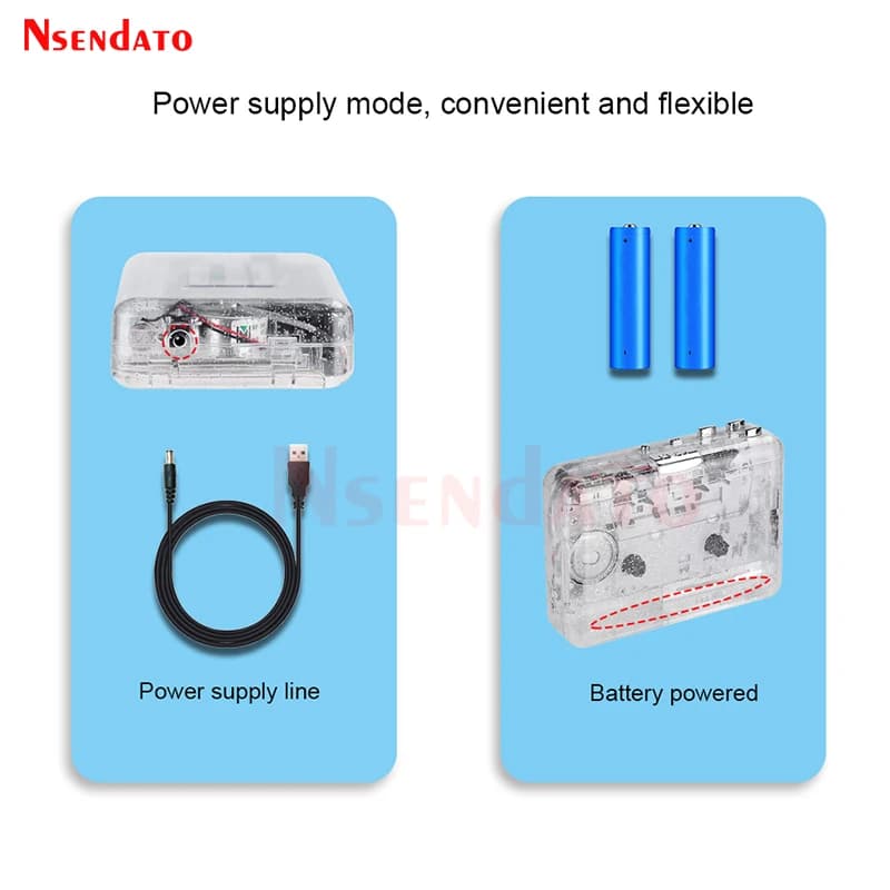 Lecteur de cassette USB transparent portable, convertisseur audio musical en MP3 pour PC, lecteur de