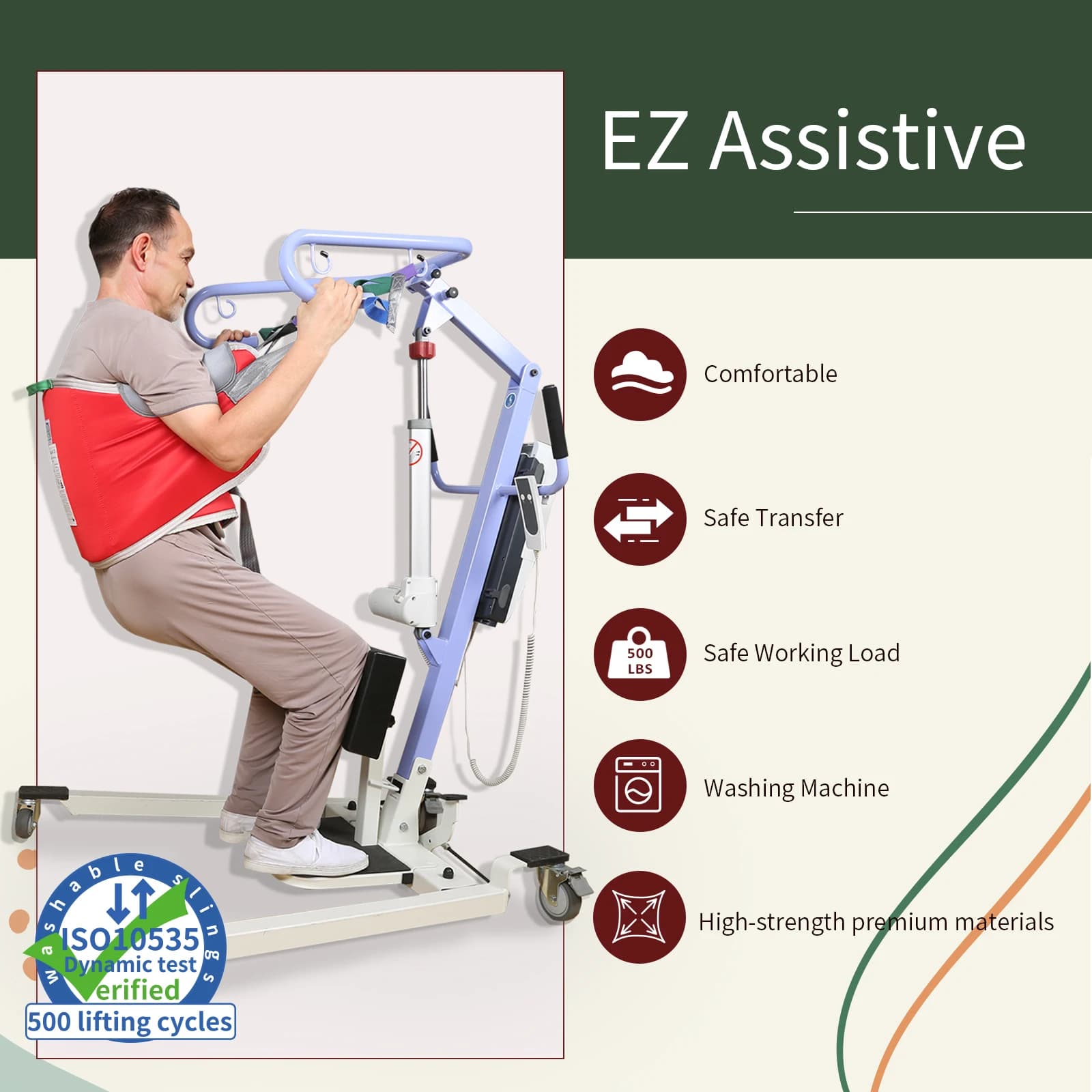 EZ Assistive Sit to Stand Lift Sling avec Support dorsal rembourré pour les Patients handicapés Tran