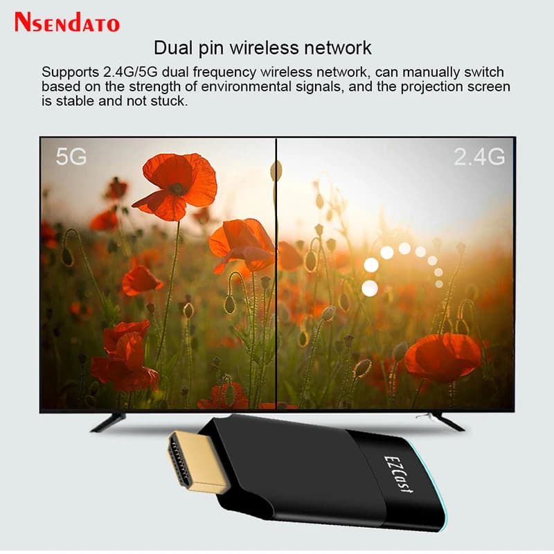 Ezcast 2 5G Wifi HDMI Dongle d'affichage sans fil Miracast Airplay Mirroring HDMI TV Stick Récepteur