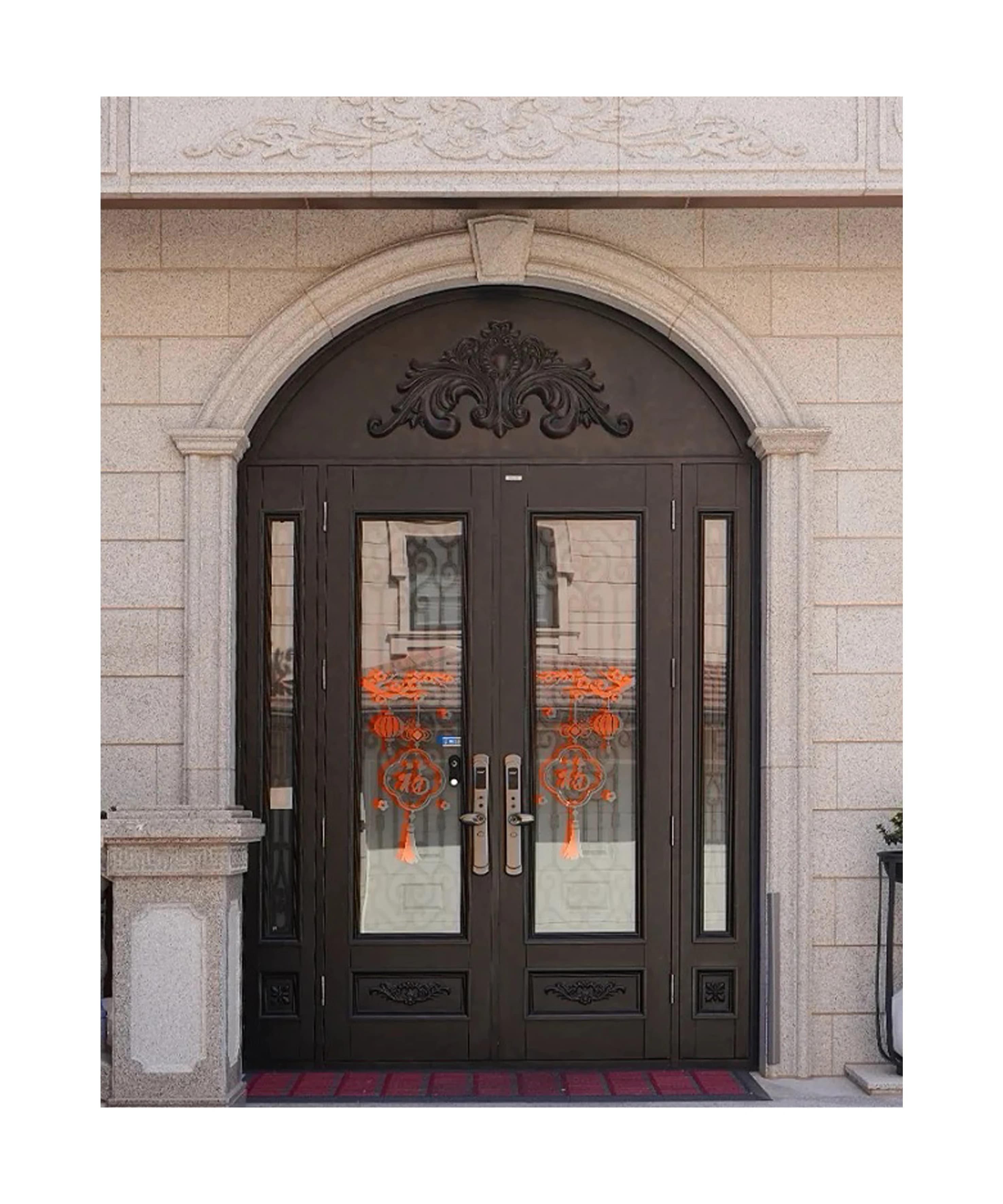 Porte d'entrée coulissante de luxe intelligente, écran de sécurité en fer forgé, porte de clôture ex