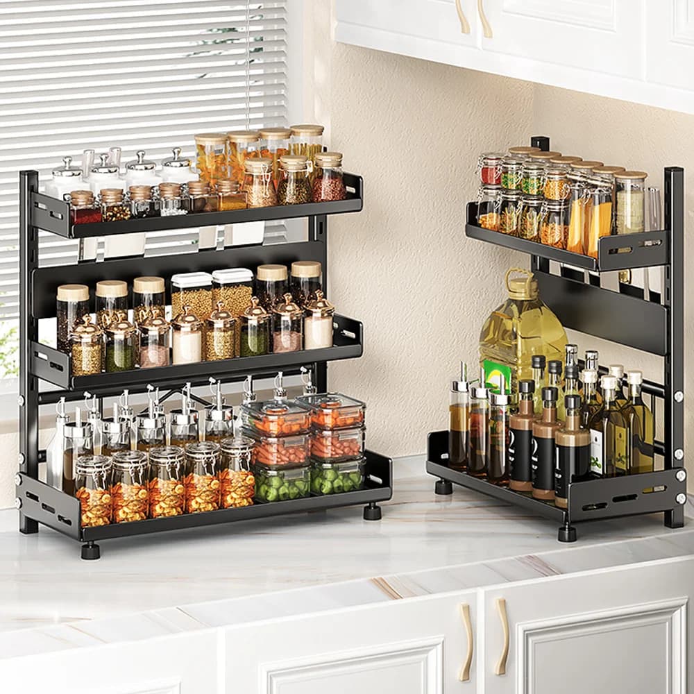 [Stock ue] étagères de cuisine support de rangement de cuisine pot Organization placard assaisonneme