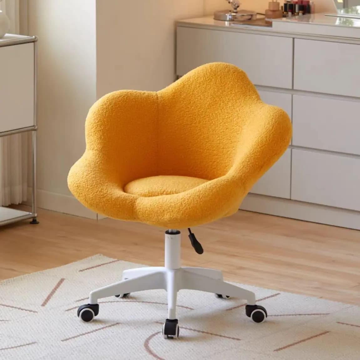 FORMWELL-Chaise de Bureau à Domicile en Laine d'Agneau Réglable, avec Dossier Mi-Dessus, Touffeté Mo