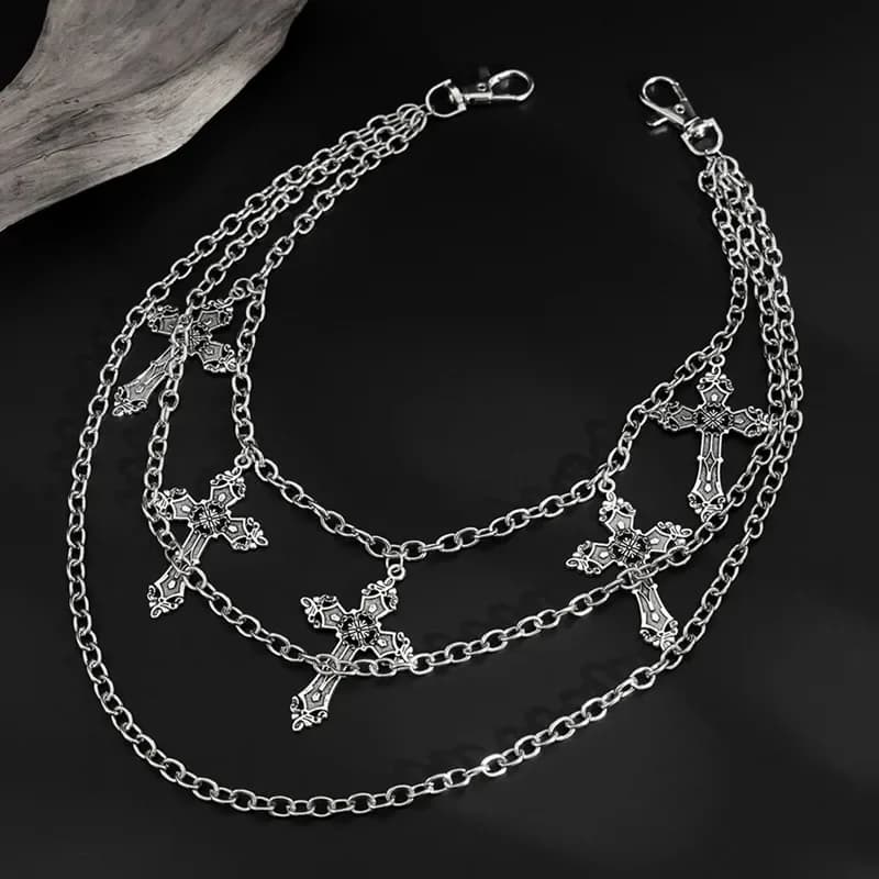 Chaîne de pantalon en métal Punk, chaîne de taille Hip Hop, pendentif croix, chaîne de jean pour hom