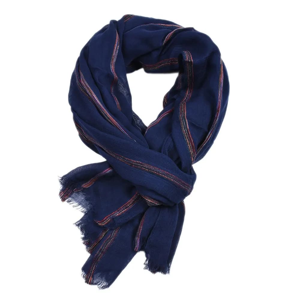 Écharpe en lin de coton rayé pour hommes, écharpes chaudes, gland court, châle Pashmina, accessoires