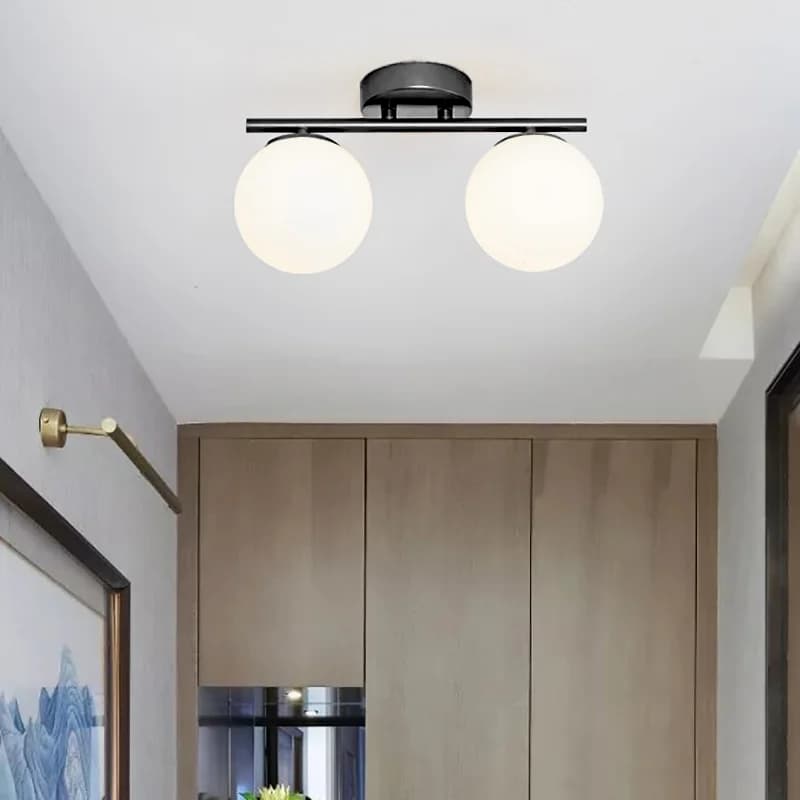 Lampe murale LED G9/E27, plafonnier en verre blanc laiteux, lumière dorée et noire pour couloir et p