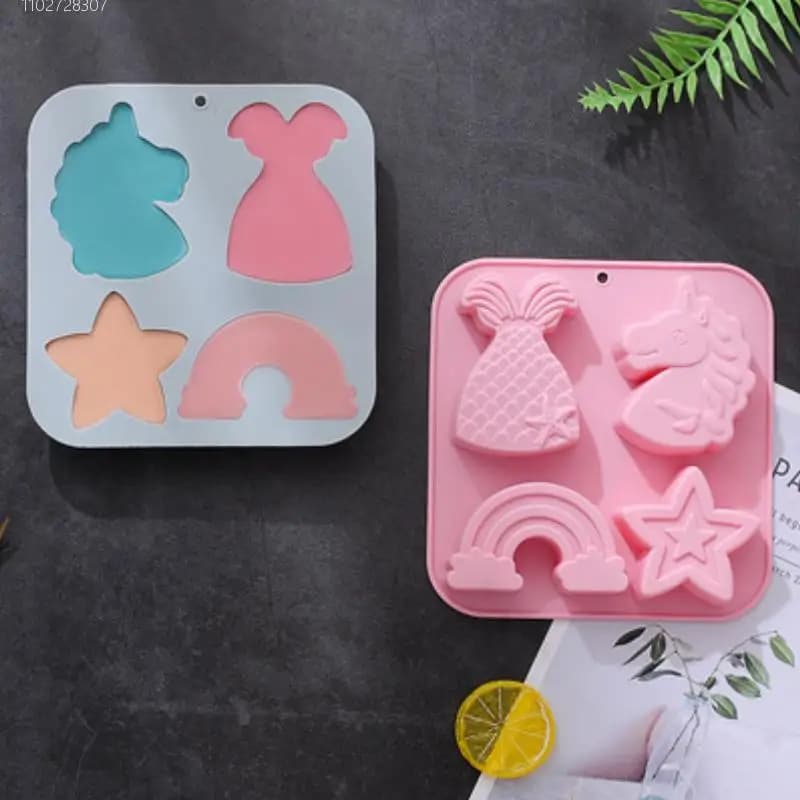 Moule à chocolat en Silicone licorne poreuse de dessin animé, sirène, gâteau aux bonbons, cuisson su
