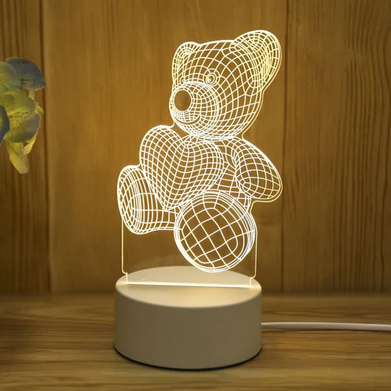 Amour romantique 3D acrylique lampe à LED pour la maison veilleuse pour enfants lampe de Table décor