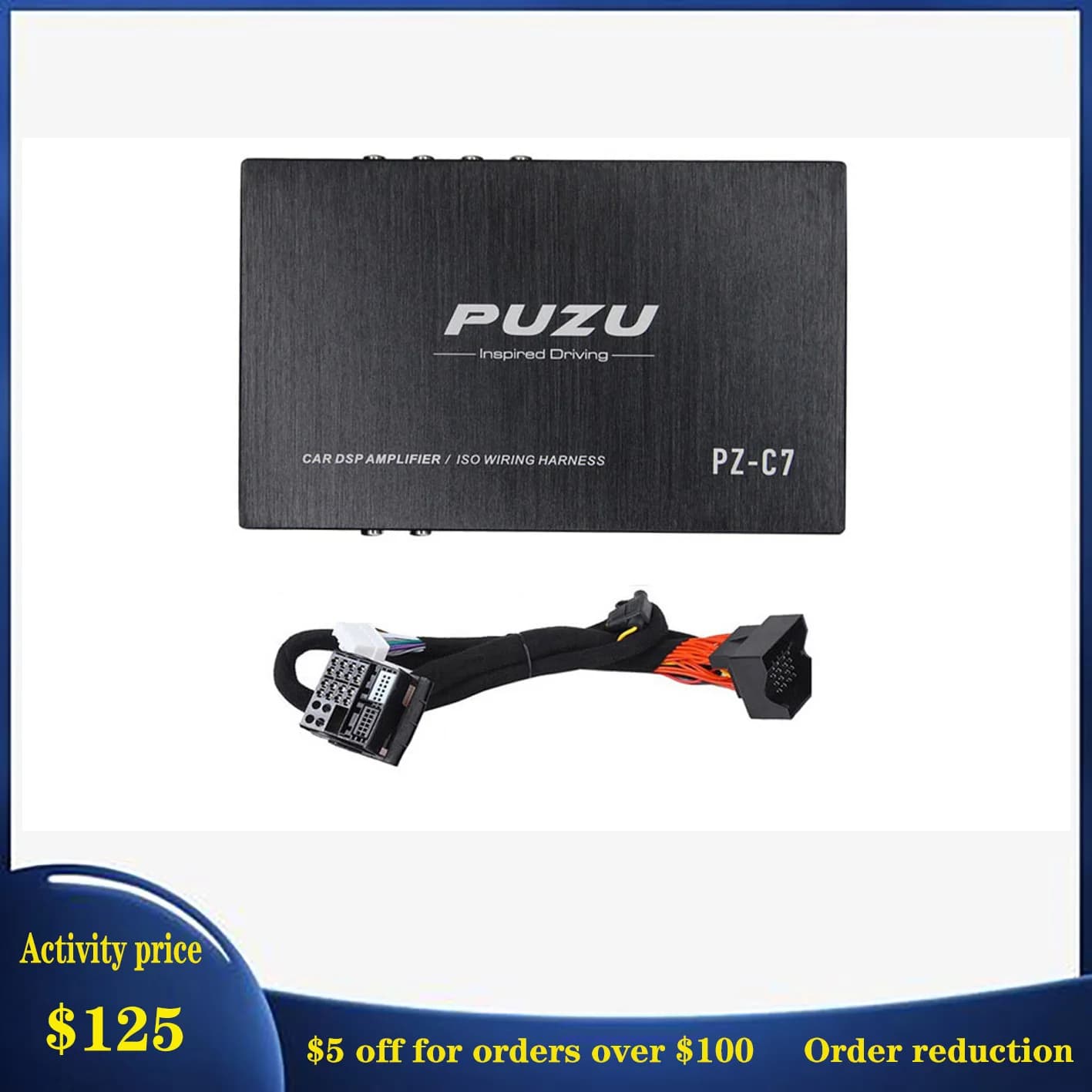 PUZU PZ-C7 faisceau de câblage 4X150W amplificateur DSP de voiture mise à niveau sonore d'autoradio 