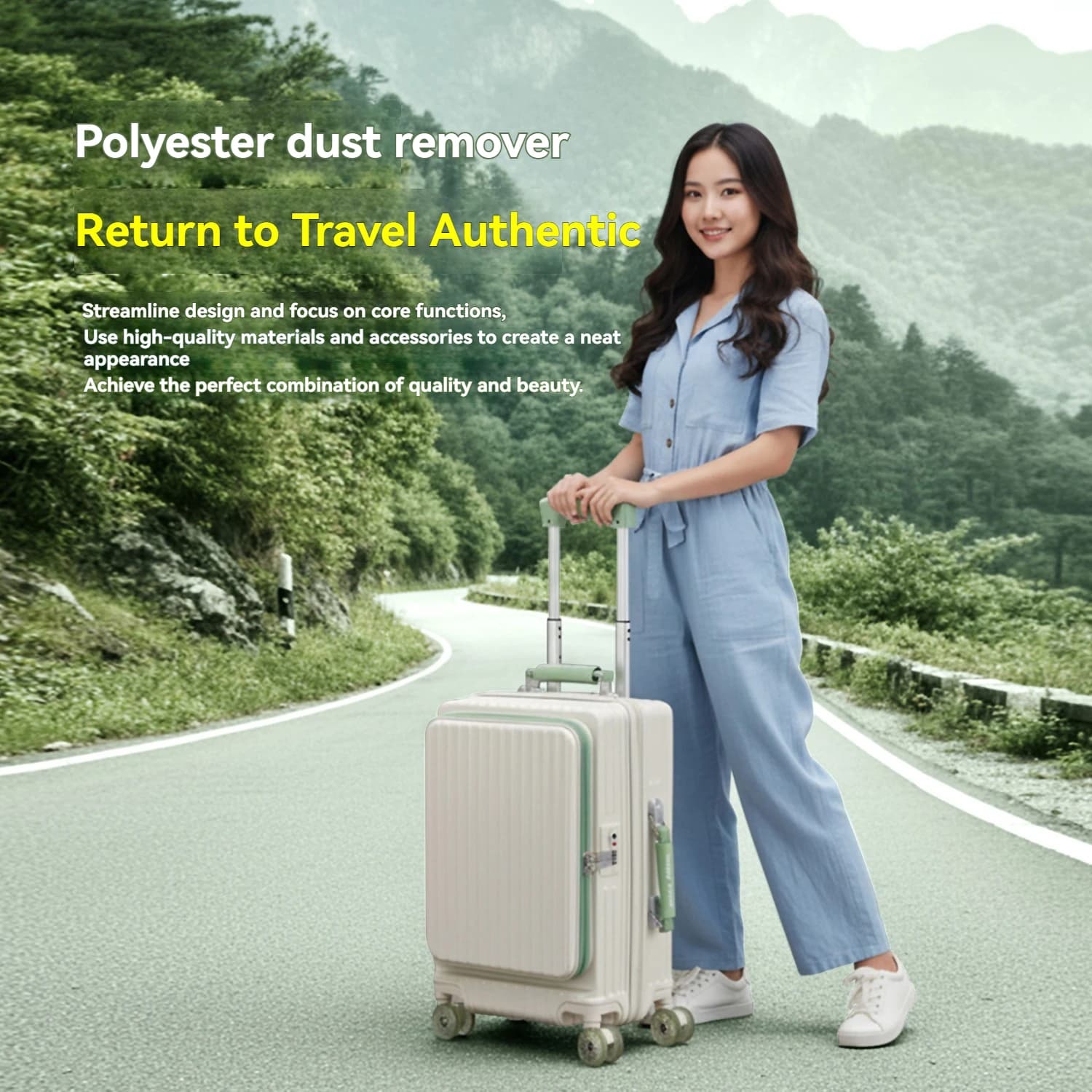 Ensemble de 1 valise de voyage à ouverture frontale avec roulettes en gel, valise à roulettes avec c