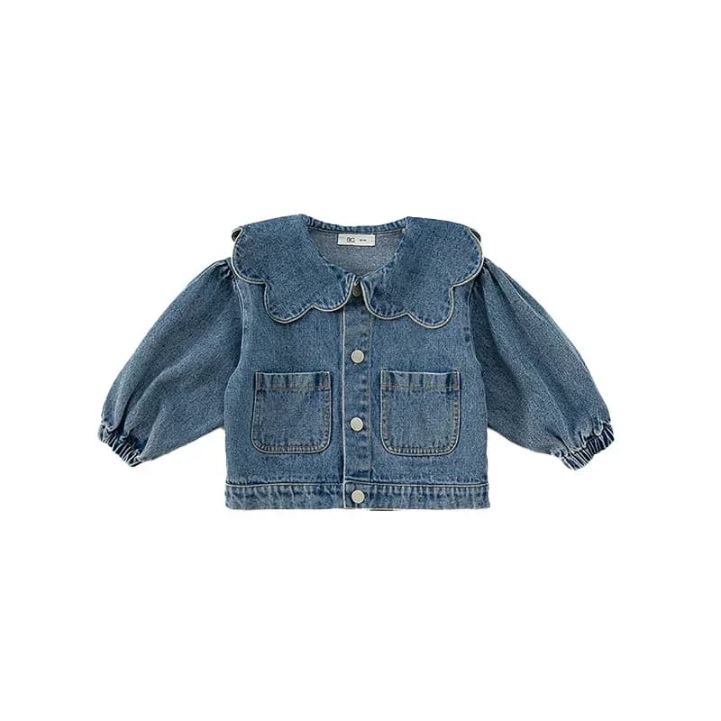 Manteau en denim de style coréen pour enfants, col à volants, manches longues, mode pour enfants, vê