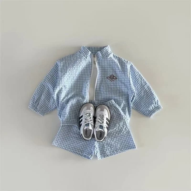 TZ2624 – ensemble veste et short à col montant à carreaux pour enfants, vêtements de Protection sola
