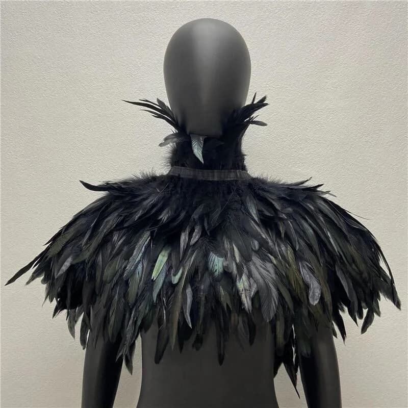 Manteau Gothique Punk pour Femme, Cape Initiée, ixEverak, Plume, Vêtements de Bal, Châle, Plumes, Co