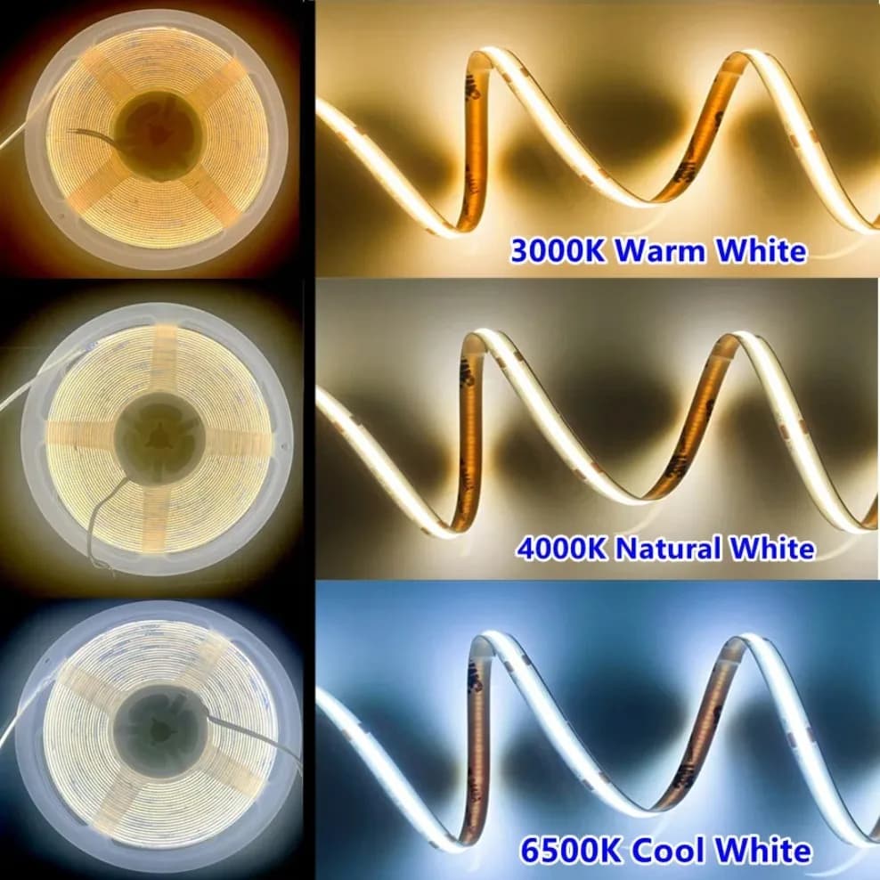 Bande lumineuse LED COB USB, éclairage linéaire haute densité, 320LED/m, flexible, 3000K/4500K/6500K