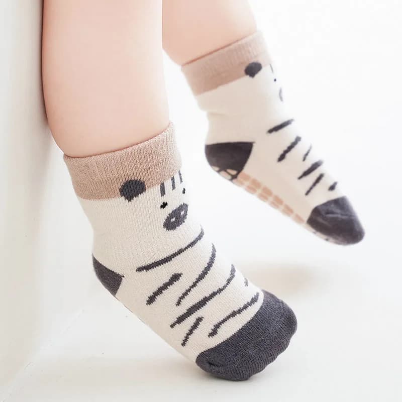 5 paires de chaussettes antidérapantes pour enfants, motif de dessin animé mignon, chaussettes de so