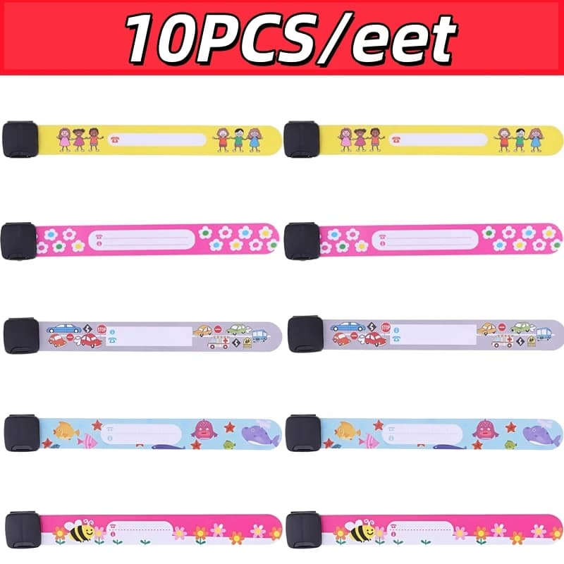 10 pièces enfants sécurité ID Bracelets enfants Anti-perte informations Bracelet réutilisable en ple