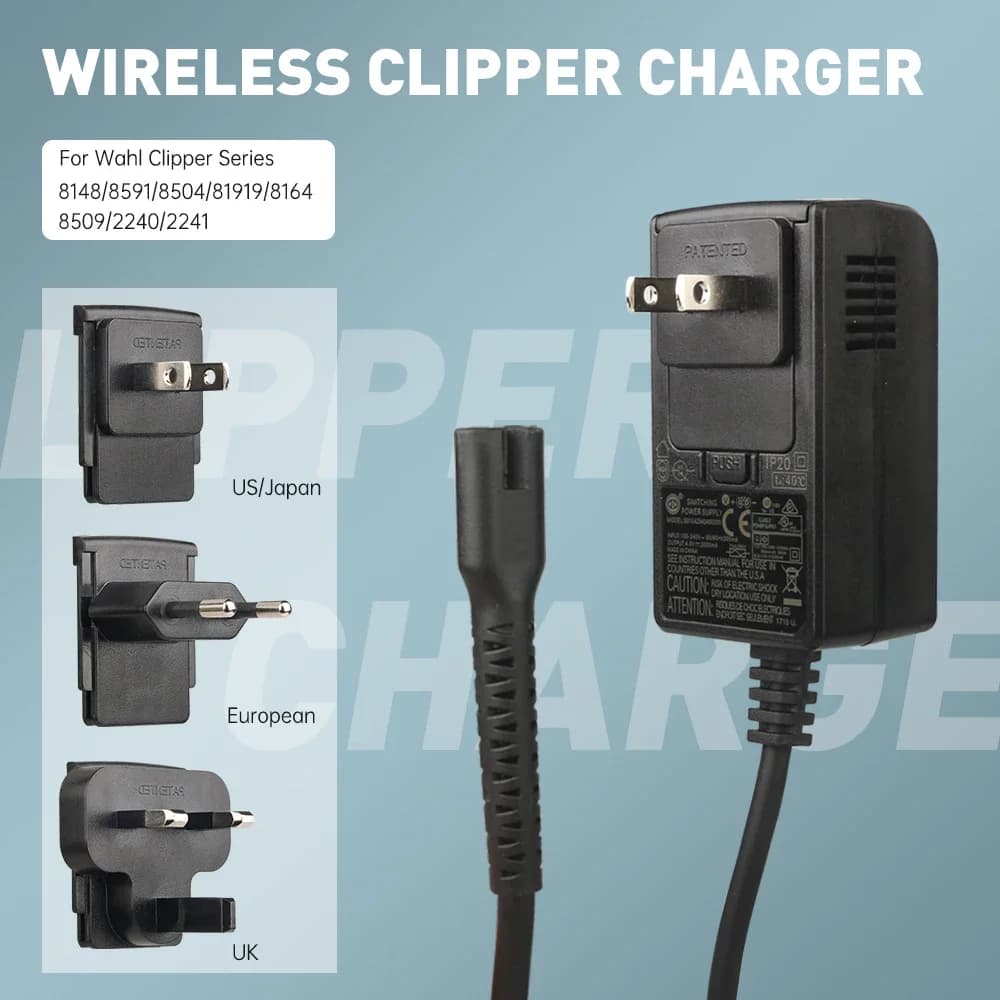 Adaptateur d'alimentation pour tondeuse à cheveux pour hommes, chargeur rapide, prise européenne et 