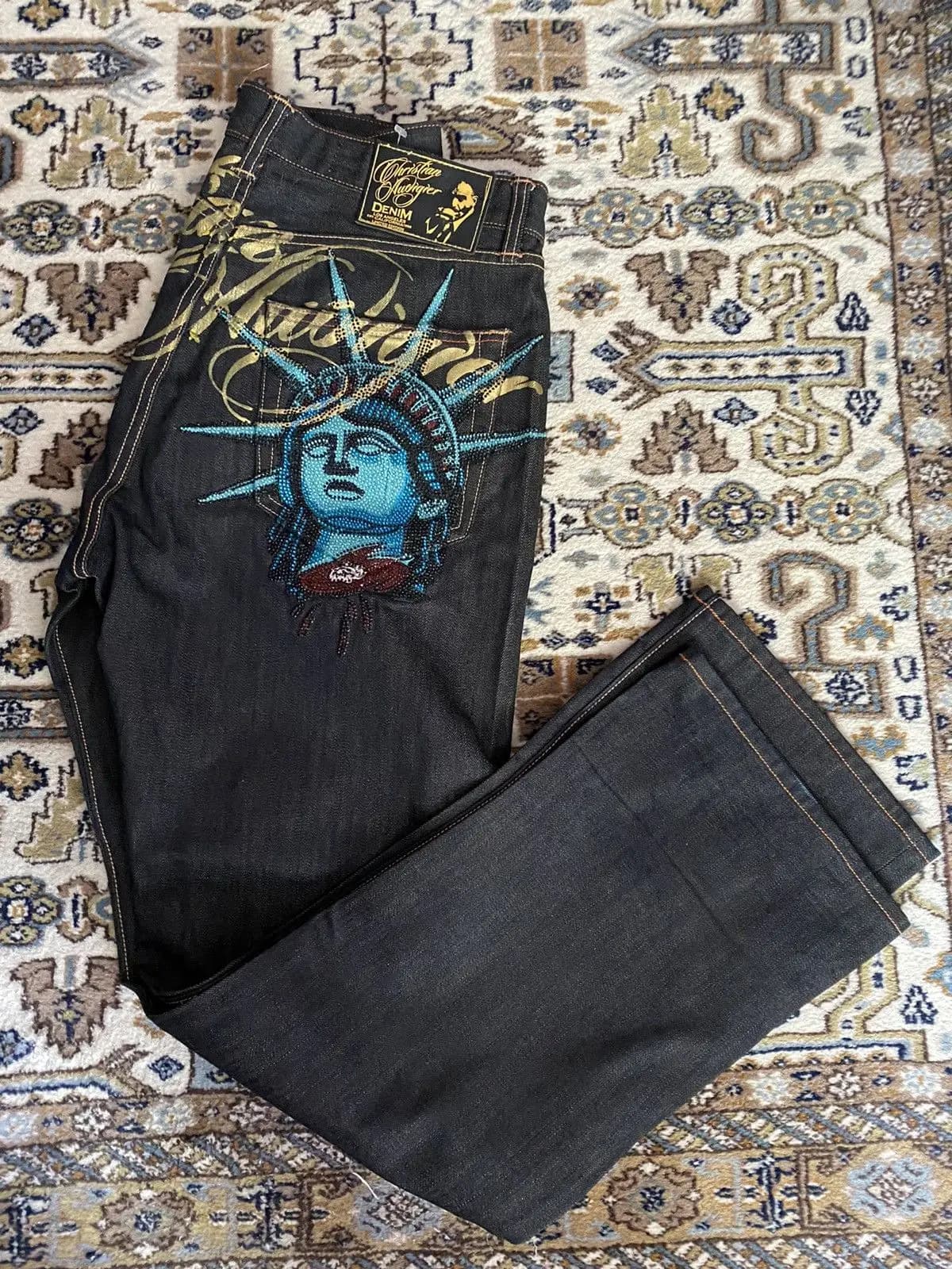 Vêtements pour femmes Harajuku Y2k années 2000, jeans vintage Statue de la Liberté, jeans décontract