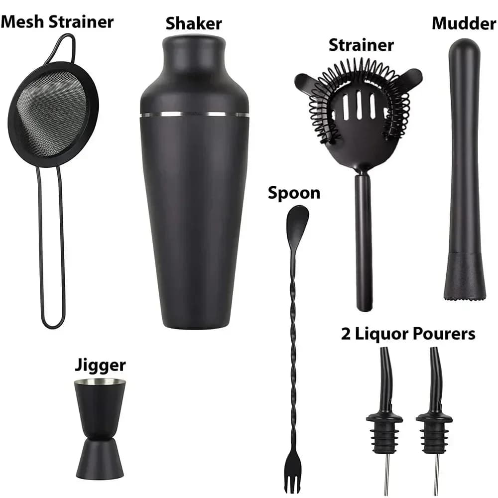 Ensemble de shaker à Cocktail noir mat, mélangeur de boissons à vin Martini, outils de bar, équipeme