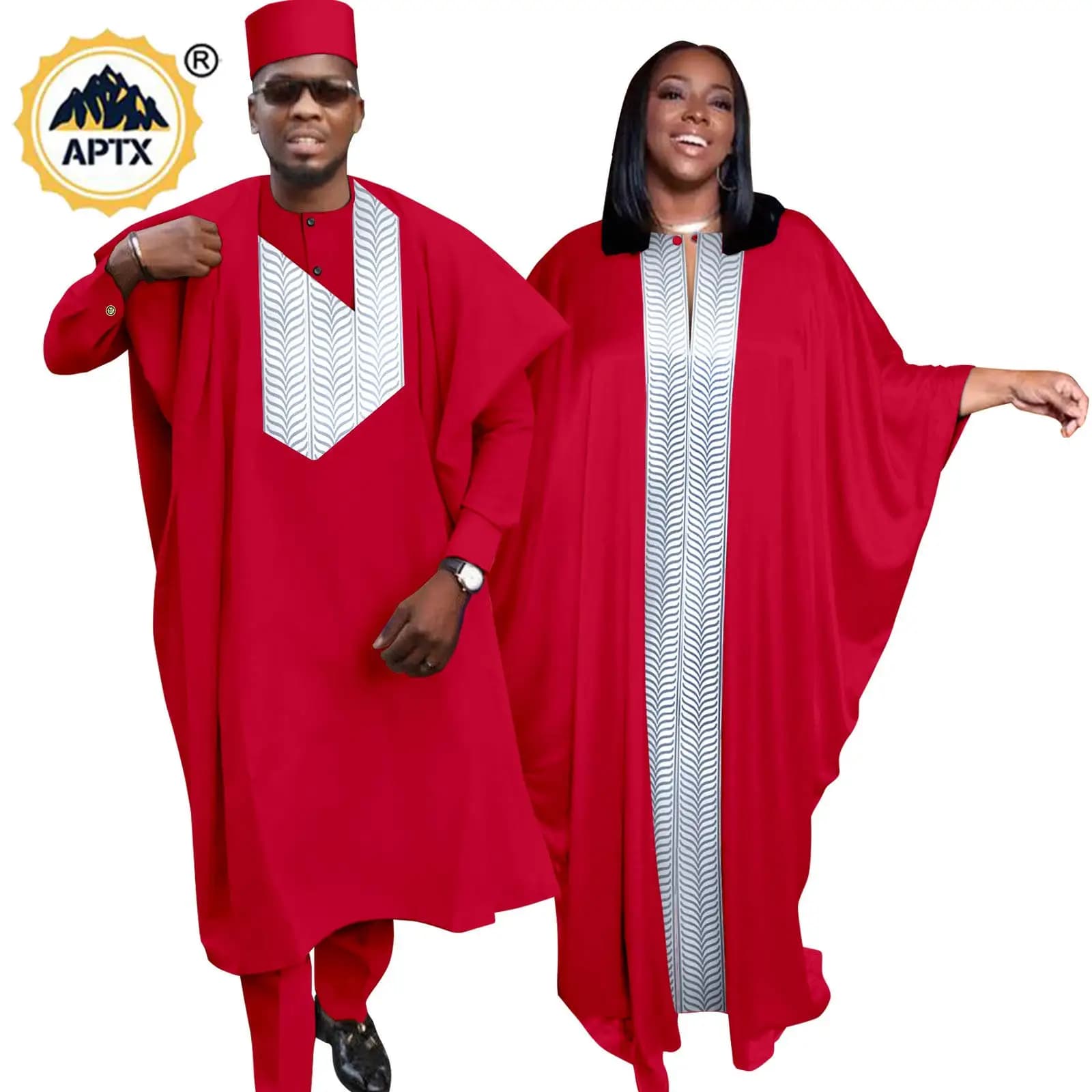 Abaya-Robes Africaines pour Femmes et Hommes, Tenues Assorties, Robes Musulmanes, Ensembles Haut et 