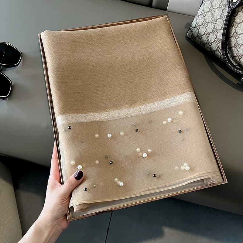 Écharpe de marque de luxe pour femmes, châle, couleur unie, en soie, en lin, été, bandana, Hijab, co