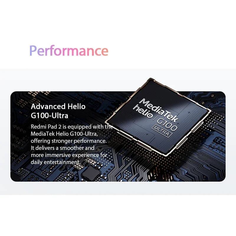 Version globale Xiaomi Redmi Pad 2, batterie 9000 mAh, processeur MTK Helio G100-Ultra, écran 11 pou