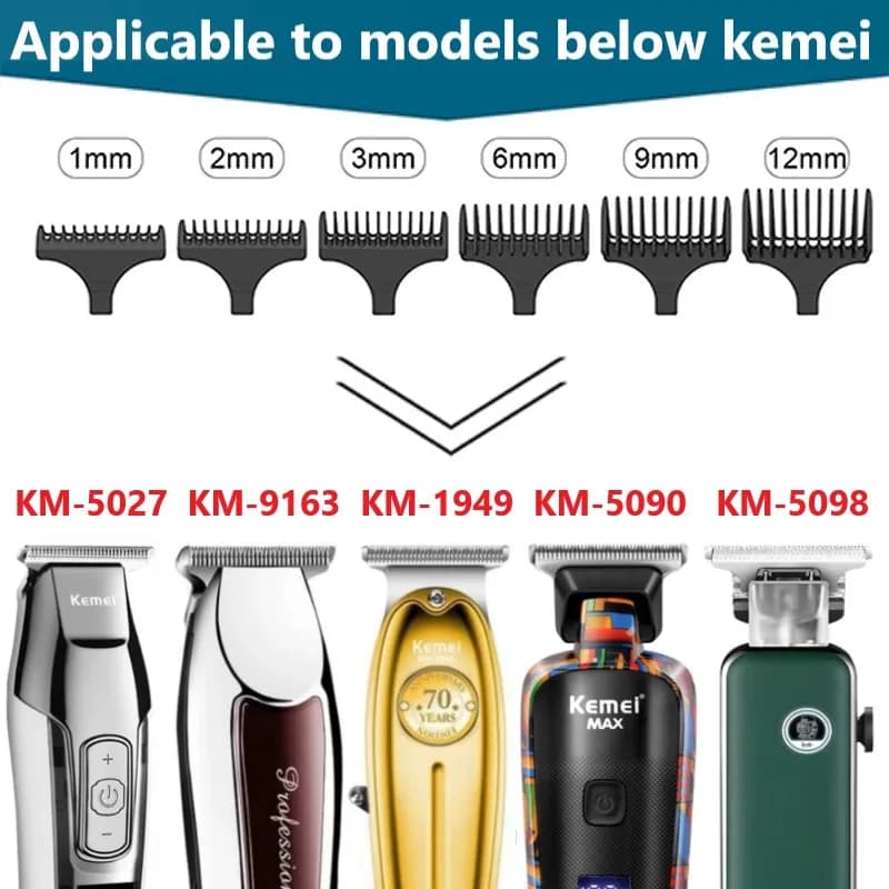 Kemei Hair Trimmer Limit Peigne Universel Noir Gardes Coiffeur Guide De Coupe De Cheveux pour KM-502
