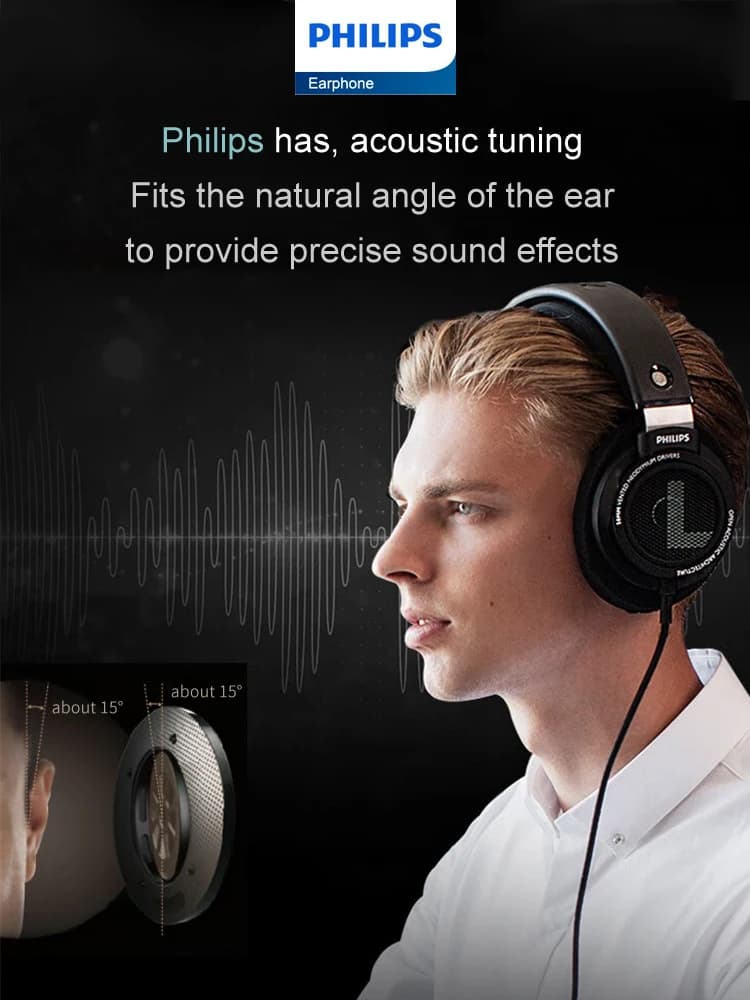 Philips SHP9500 casque filaire HiFi stéréo musique écouteur 3.5mm 6.3mm Interface ordinateur portabl