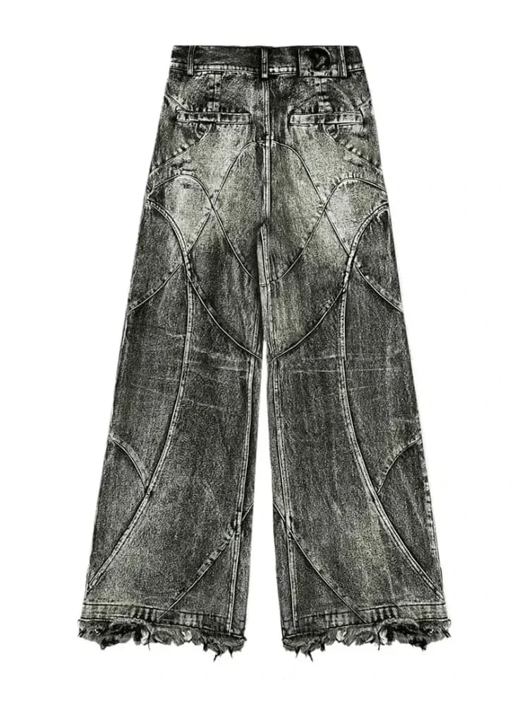 Jeans vintage Y2K streetwear punk hip hop pour femmes, pantalon grunge baggy déchiré, denim délavé, 